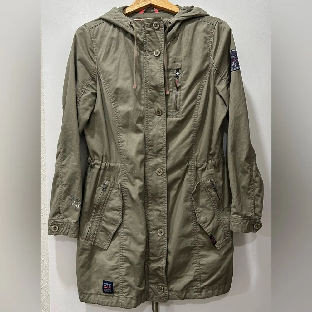 SOCCX Spirit Utility jacket zipper buttoned fitted hood drawstring waist rare - Picture 2 of 7